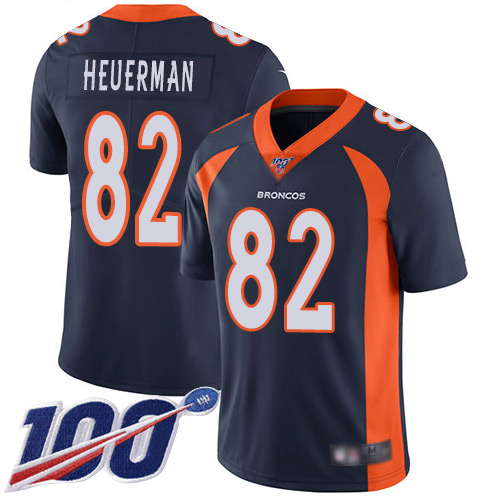 Men Denver Broncos #82 Jeff Heuerman Navy Blue Alternate Vapor Untouchable Limited Player 100th Season Football NFL Jersey